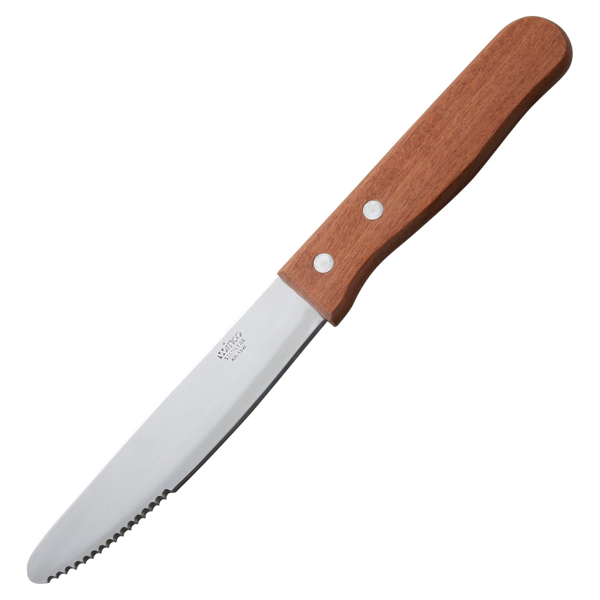 Picture of Winco KB-15W Jumbo Steak Knives, 5 in. Blade, Wooden Handle, Round Tip