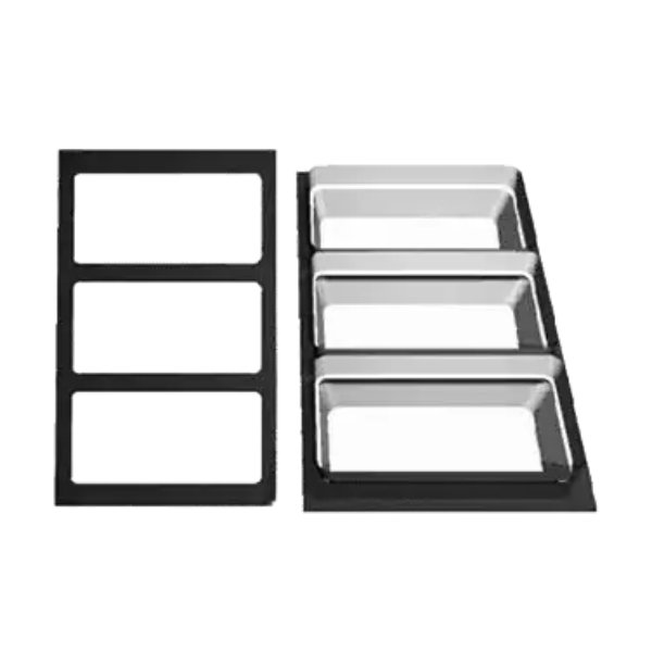 T0B22BB 21.69 x 13.25 in. Resin Coated Aluminum Single Tile with 3 Rectangular Openings to Fit for BUD24 & TPUD44 - Black