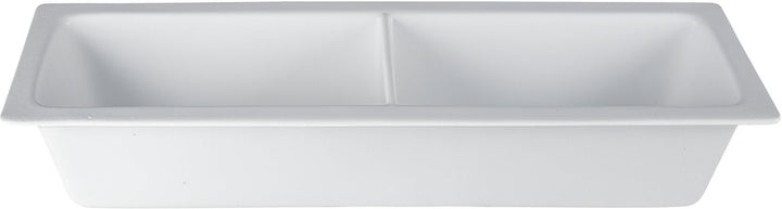 IH2-41D-MOD-WW 3.2 qt. Half Size Long Deep Food Pan 2-4 with Horizontal Divider - White - Mod Smooth Finish - 20.67 x 6.3 in. - 3.94 in. Deep