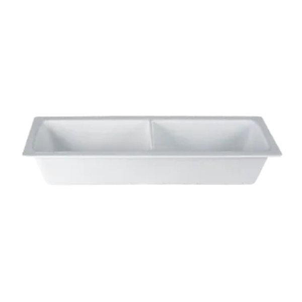 IH2-41DSB 3.2 qt. Rectangular Half Size Long Deep Food Pan 2-4 with Horizontal Divider - Sky Blue - 20.67 x 6.3 in. - 3.94 in. Deep