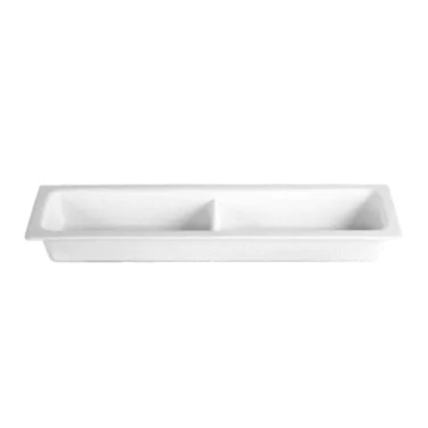IH2-41PC 3 qt. Rectangular Half Size Long Food Pan 2-4 with Horizontal Divider - Pacific Blue - 20.67 x 6.3 in. - 2.56 in. Deep