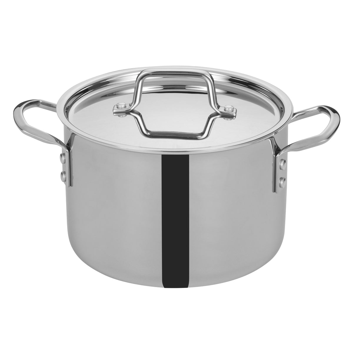 Picture of Winco TGSP-6 Tri-Gen Tri-Ply Stainless Steel Stock Pot with Cover - 6 qt.