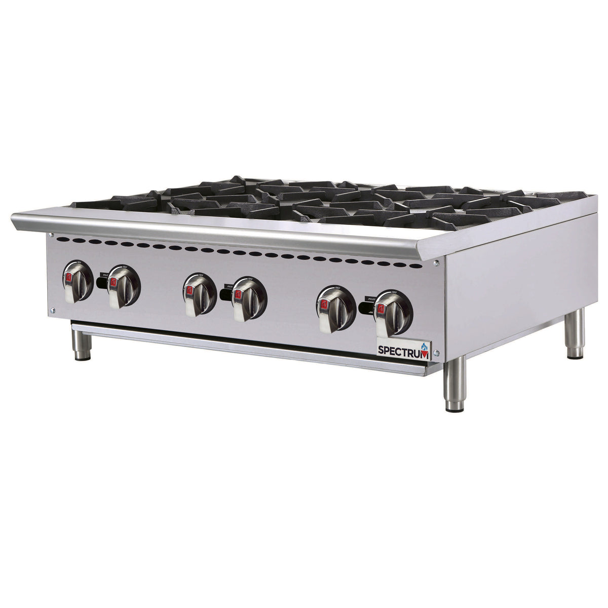 Picture of Winco NGHP-6 Spectrum Gas Hot Plate, 36 in. Wide, 6-Burner, Natural Gas