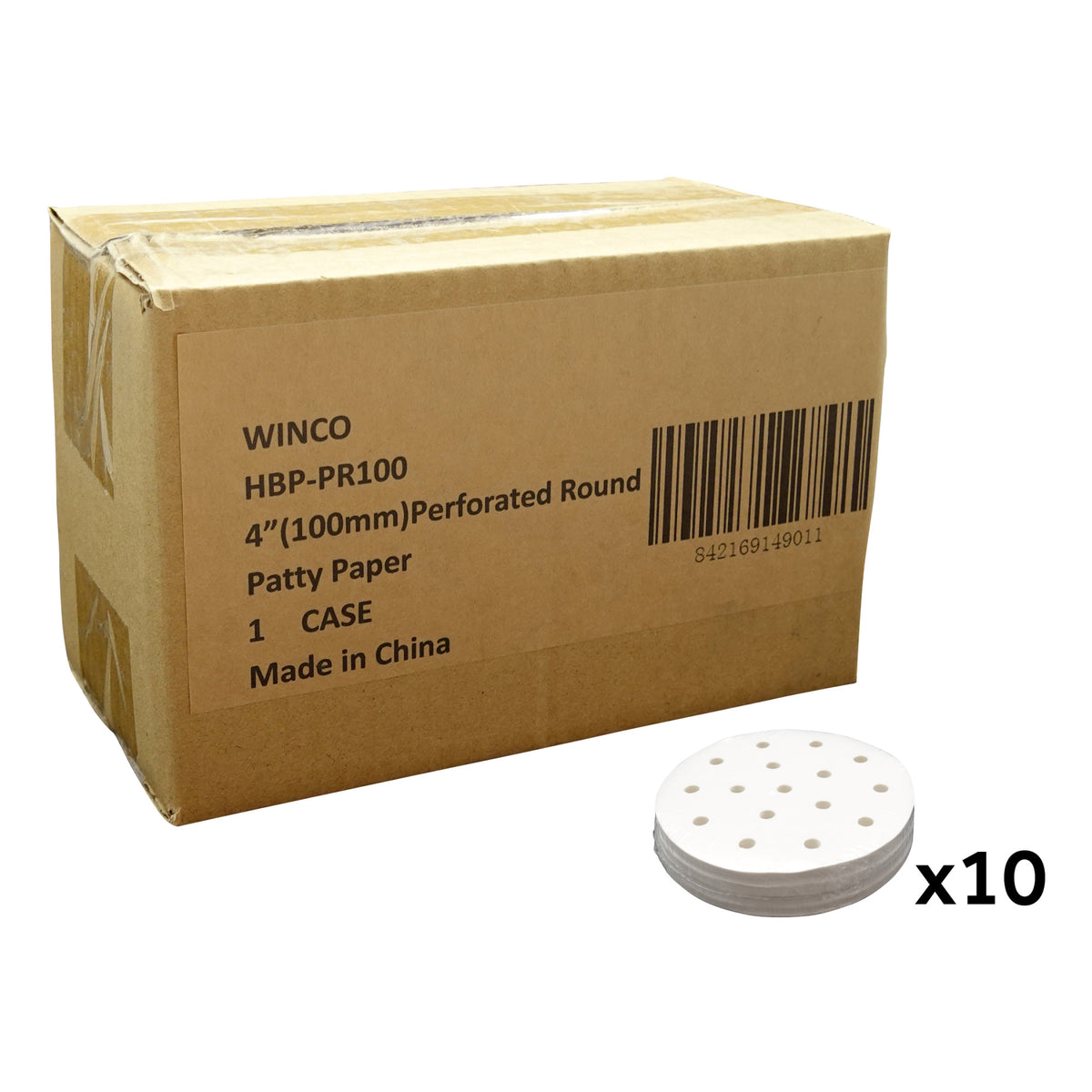 Picture of Winco HBP-PR100 4 in. Perforated Round Patty Paper, Case of 5000
