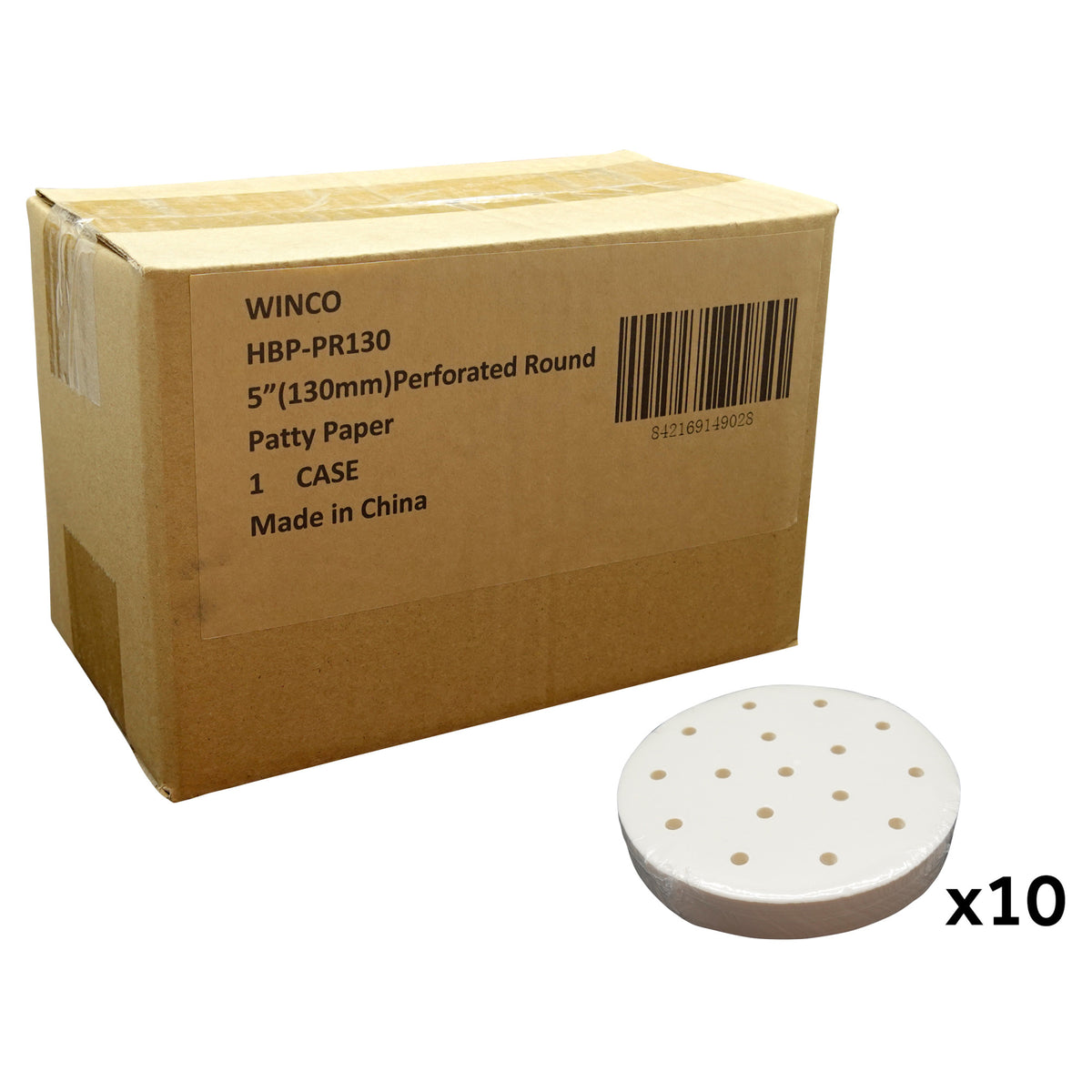 Picture of Winco HBP-PR130 5 in. Perforated Round Patty Paper, Case of 5000
