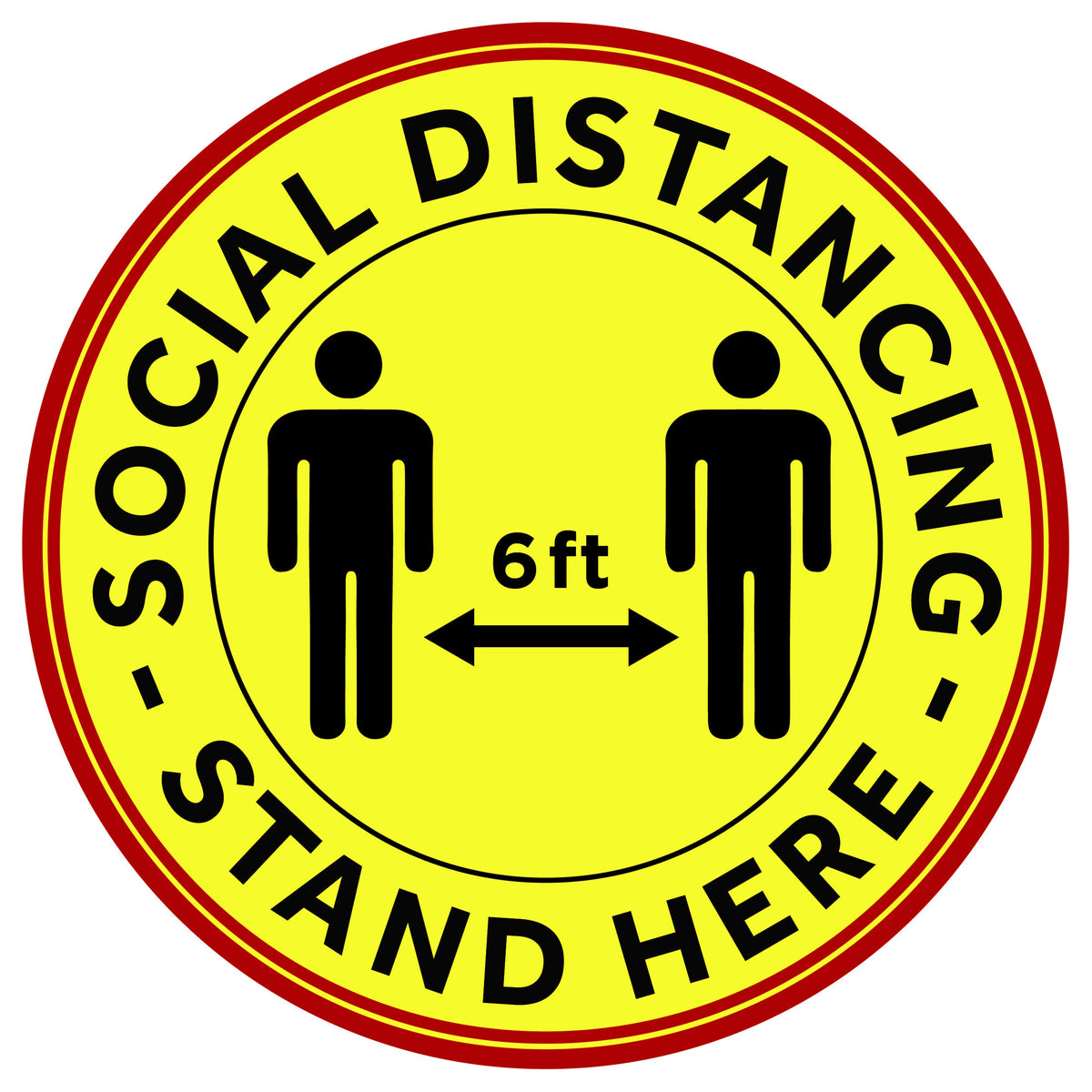 Picture of Winco PFD-12Y 12 in. Round Social Distancing Floor Decal, 10 Piece