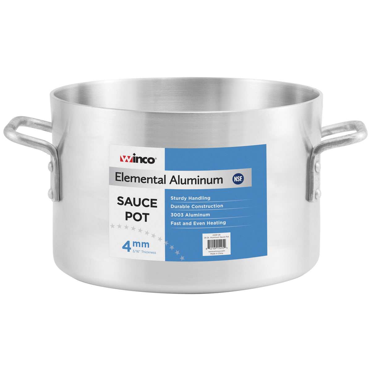 Picture of Winco ASSP-26 Elemental Aluminum Sauce Pot, 4 mm - 26 qt.