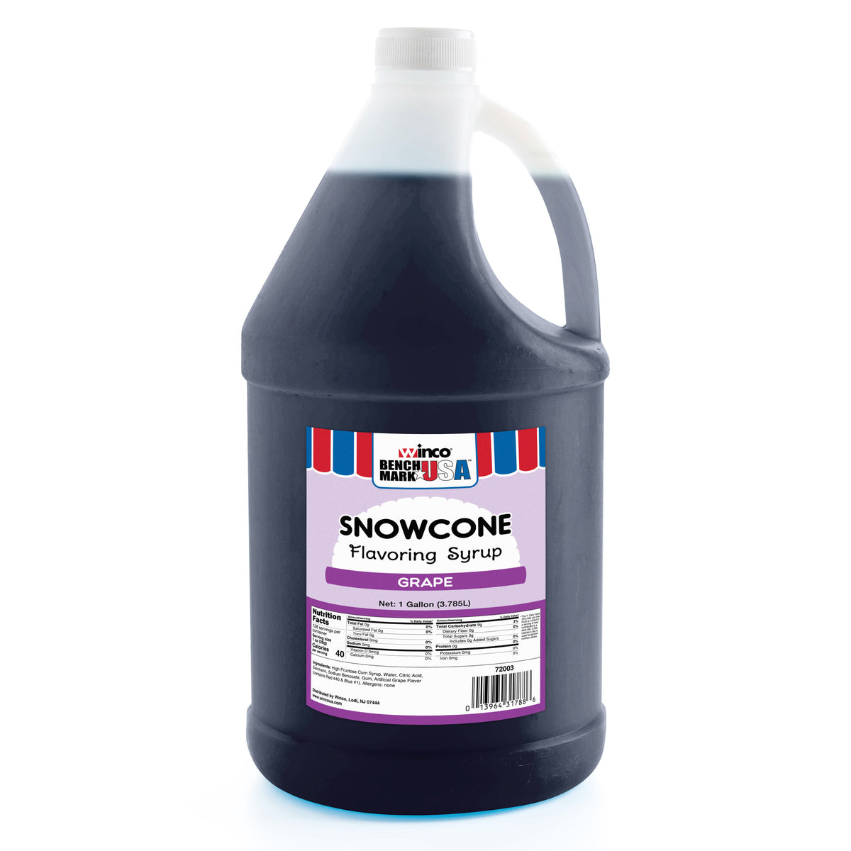 Picture of Winco 72003CS Benchmark Snow Cone Syrup, Grape, 4 gal