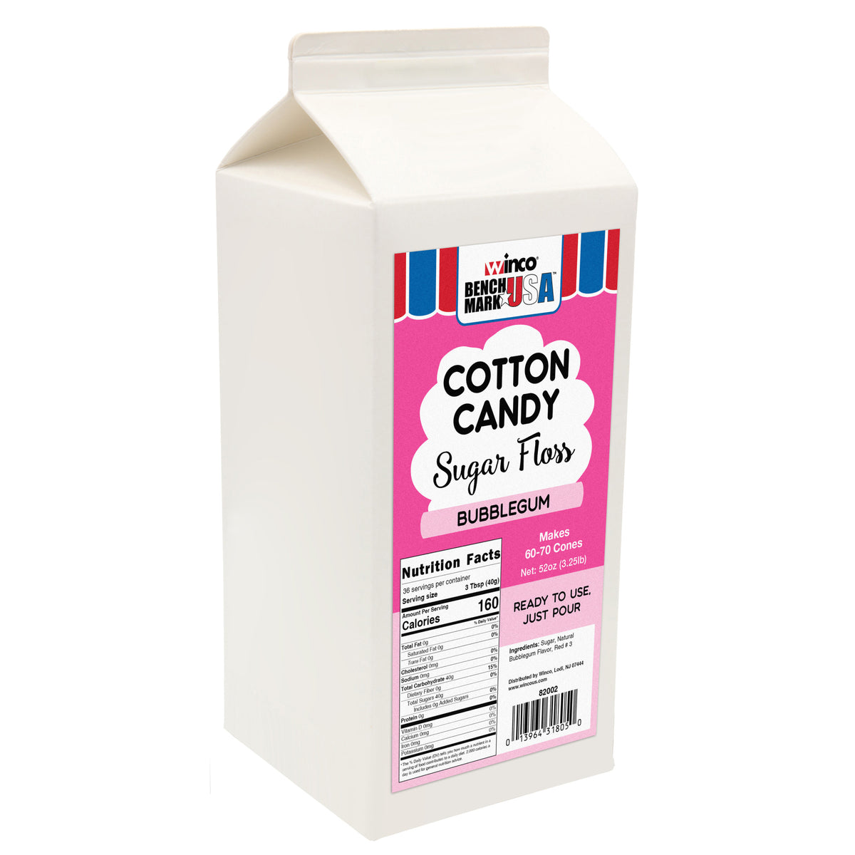 Picture of Winco 82002CS Benchmark 3.25 lbs Cotton Candy Floss - Bubblegum - 6 Per Case