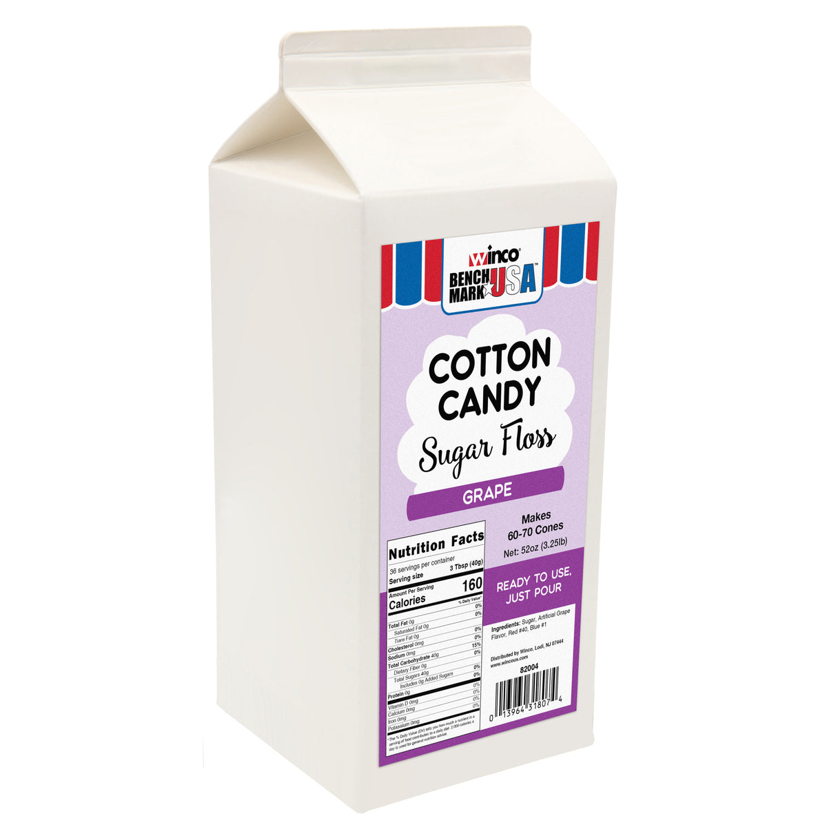 Picture of Winco 82004CS Benchmark 3.25 lbs Cotton Candy Floss - Grape - 6 Per Case