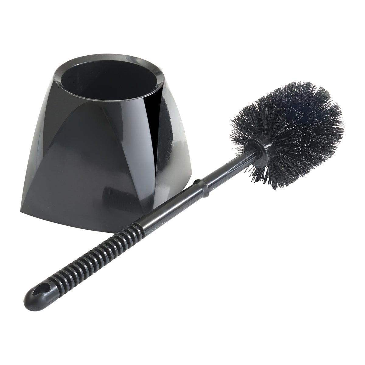 Picture of Winco BR-15SET-B Toilet Bowl Brush with Caddy, Polypropylene, Black