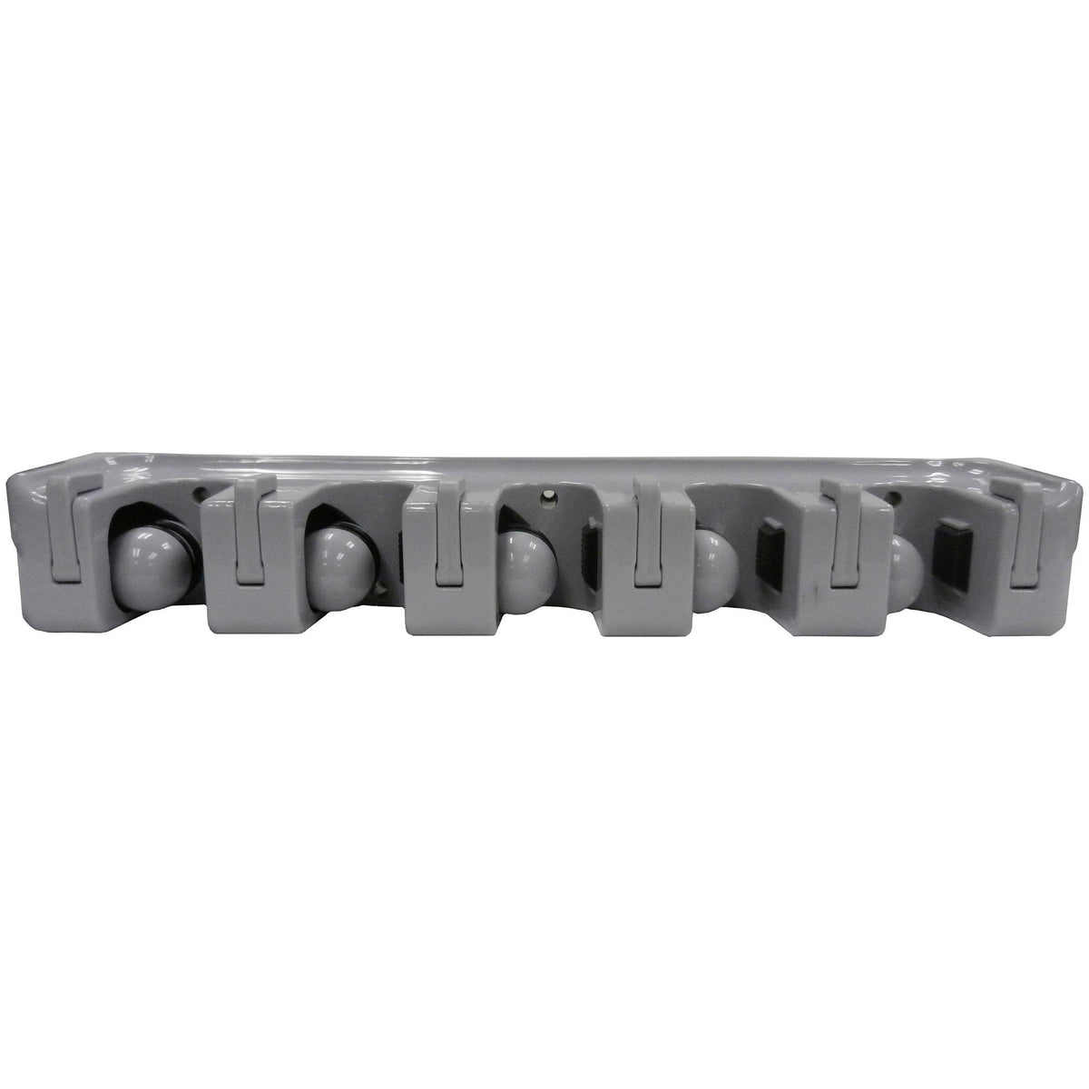 Winco MHH-5 16 Mop & Broom Rack w/ 5 Holders & 6 Hooks - Plastic, Gray