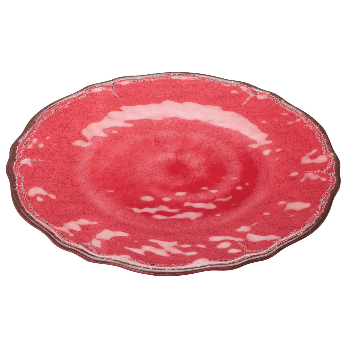 Picture of Winco WDM001-502 11 in. Dia. Melamine Hammered Plate, Red, 24 Piece