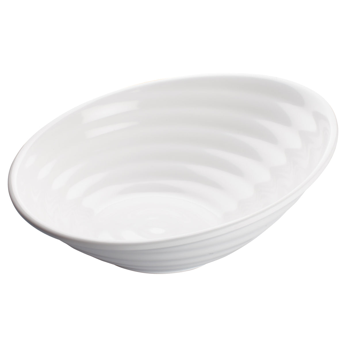 Picture of Winco WDM003-202 14 in. Dia. Melamine Angle Bowl, White, 12 Piece