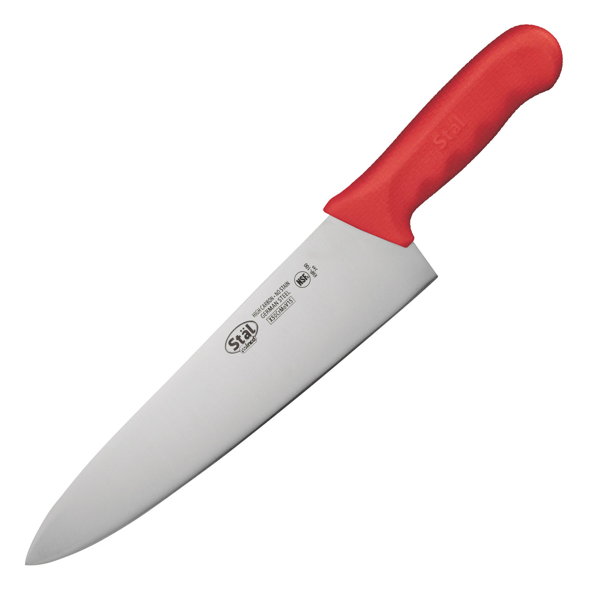 Picture of Winco KWP-100R Stal 10 in. Chefs Knife - Red Polypropylene Handle
