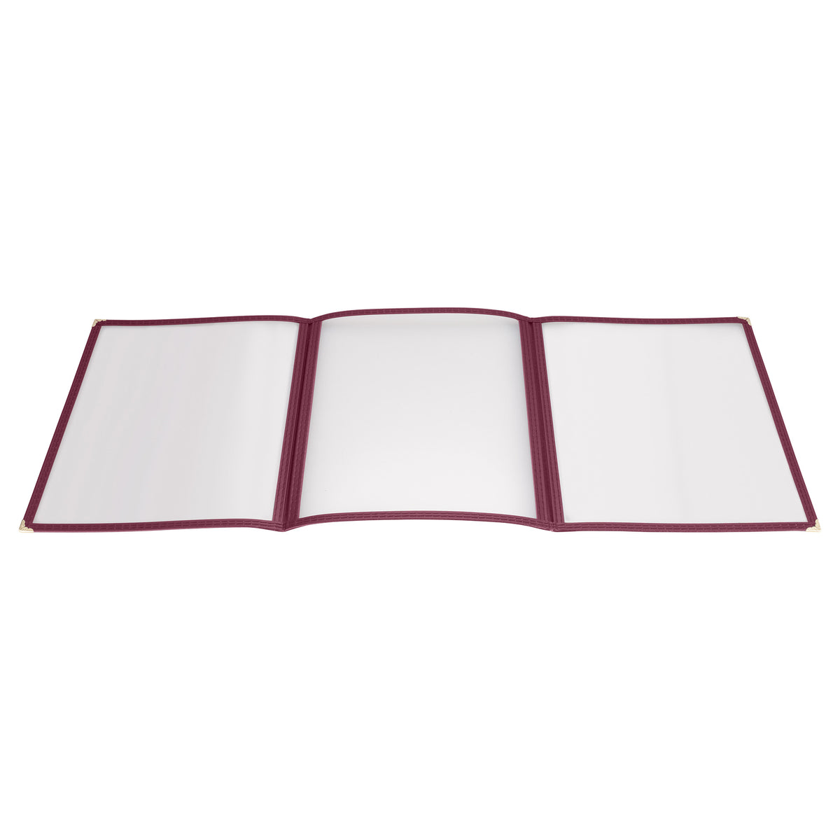 Picture of Winco PMCT-9U Tri-Fold Triple Panel Menu Cover, 9.5 x 12.13 in. - Burgundy