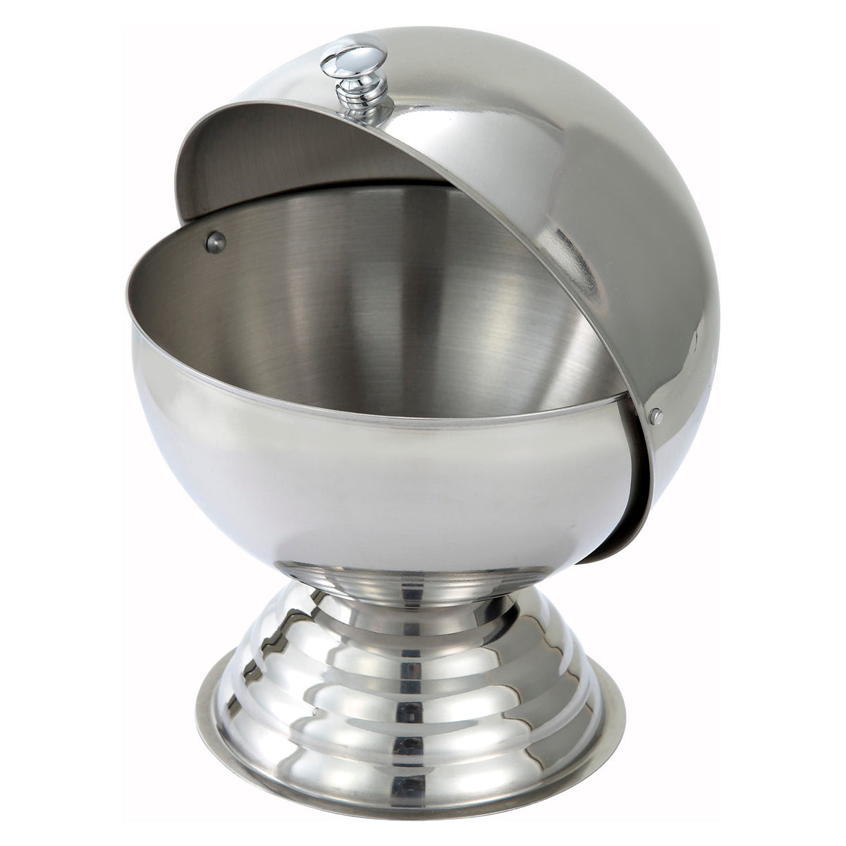 Picture of Winco SBR-30 Roll-Top Sugar Bowl, 20 oz, Stainless Steel
