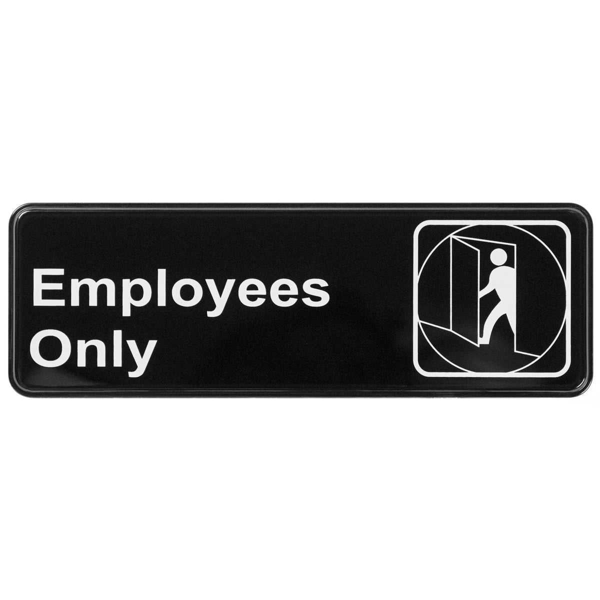 Winco SGN-305 Employees Only Sign w/ Symbol - 3 x 9, Black