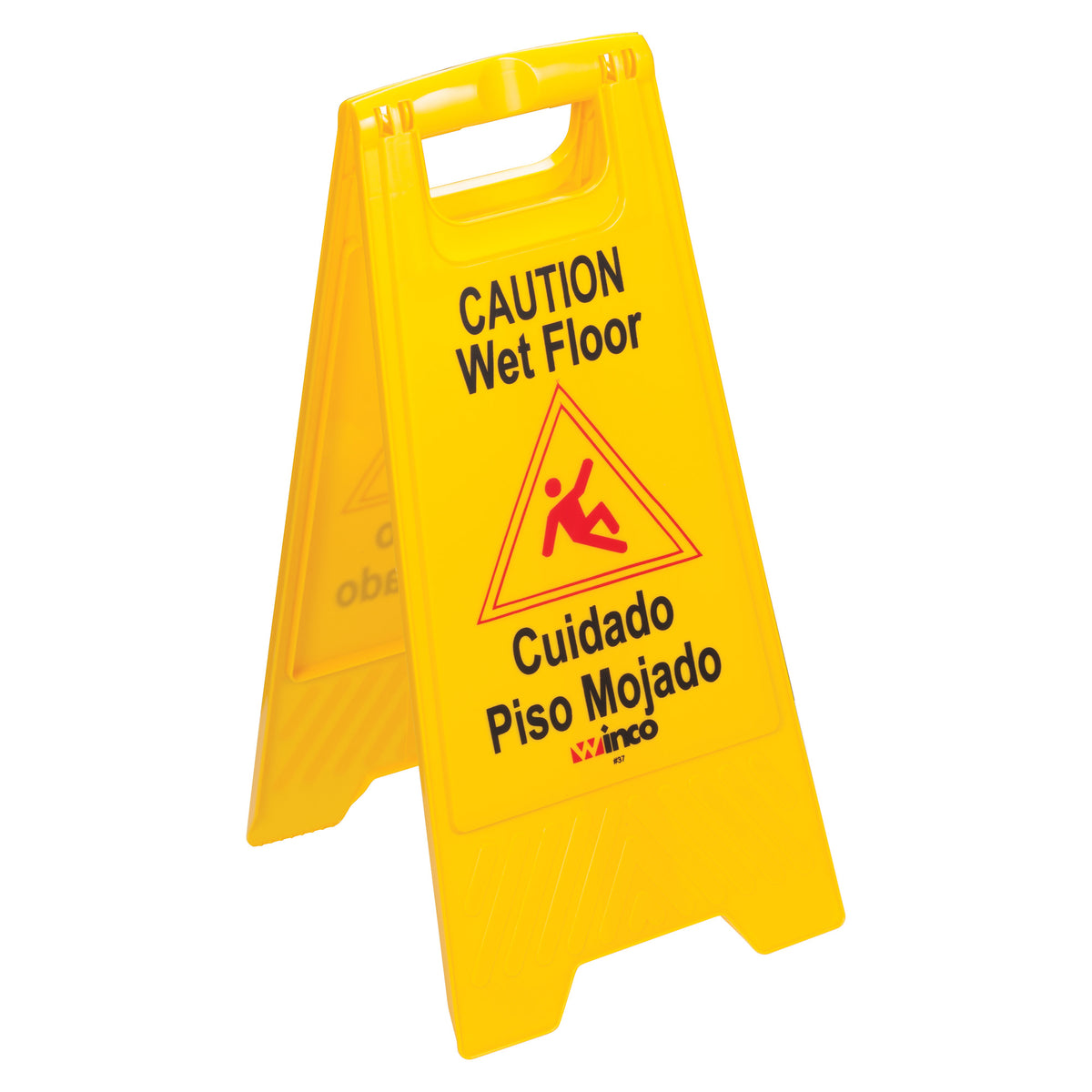 Winco WCS-25 Wet Floor Caution Sign, 12 x 25, Yellow