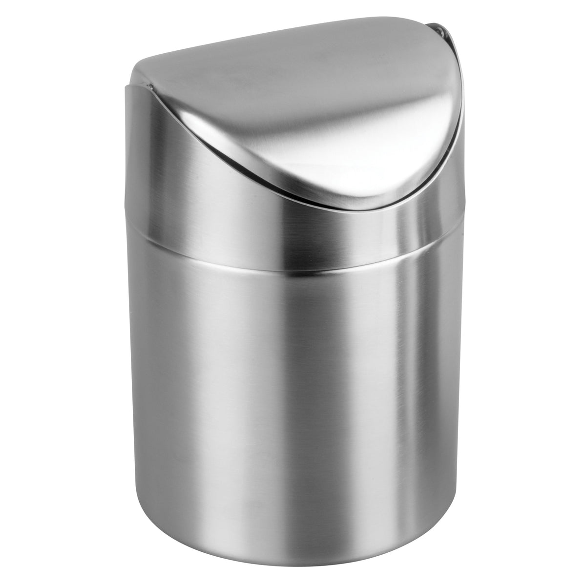 Picture of Winco DDSF-101S Mini Swing-Lid Waste Can, 4.75 in. Dia. x 6 in., Stainless Steel