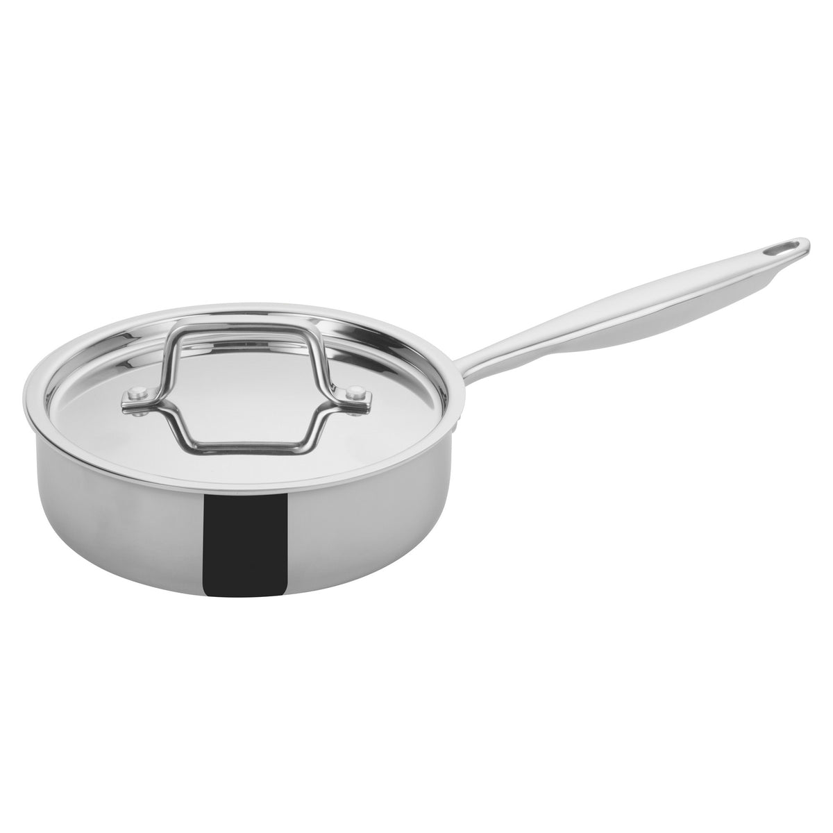 Picture of Winco TGET-2 Tri-Gen Tri-Ply Stainless Steel Saute Pan with Cover - 2 qt.