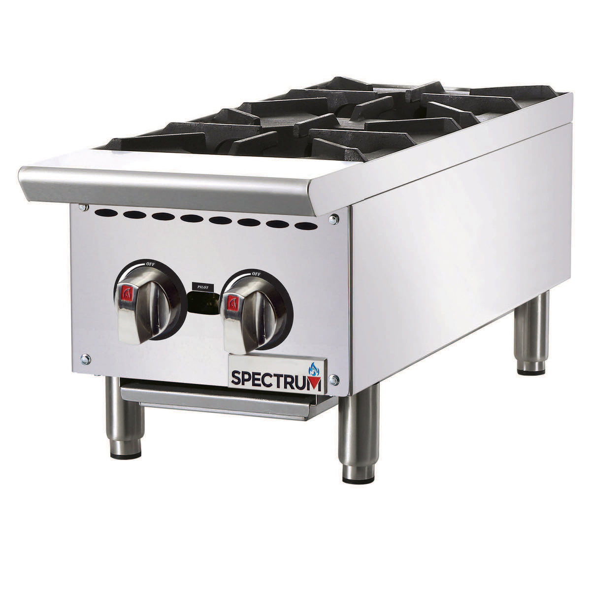 Picture of Winco NGHP-2 Spectrum Gas Hot Plate, 12 in. Wide, 2-Burner, Natural Gas