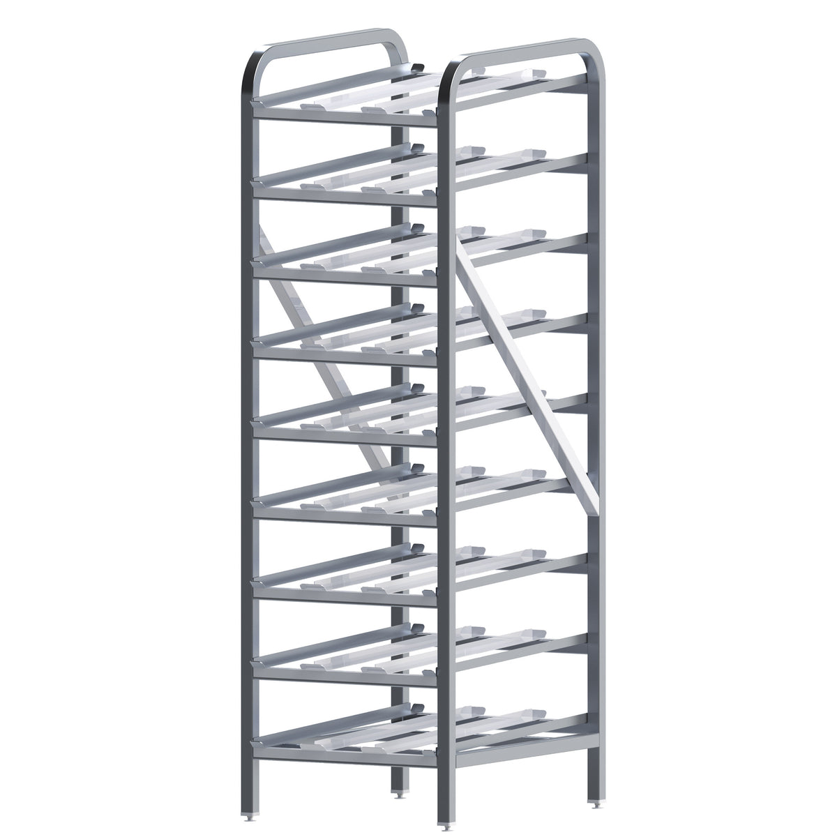 Picture of Winco ALCR-9 9-Tier First-In First-Out Can Storage Rack, Heavy Duty, Aluminum, KD, NSF