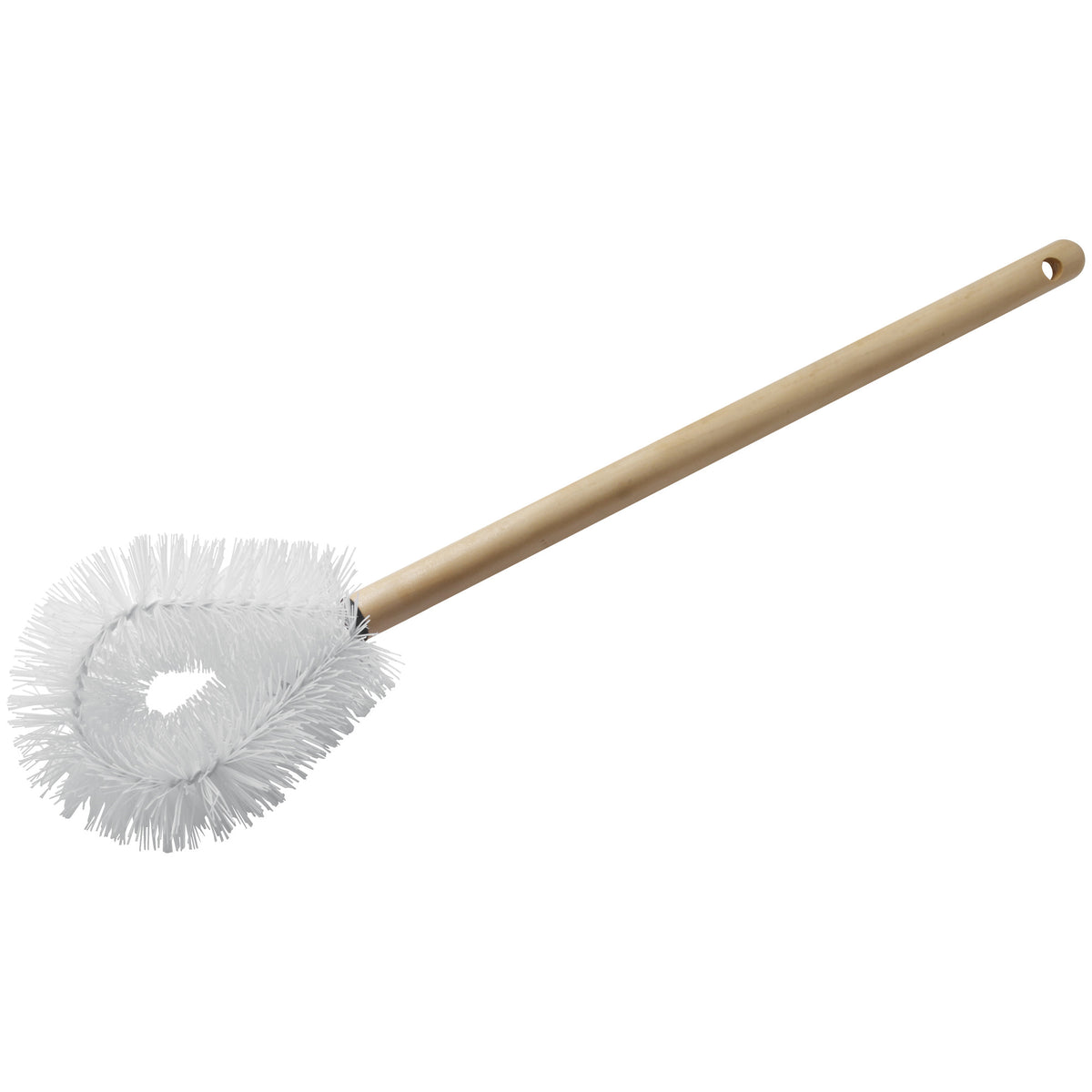 Picture of Winco BR-21W Toilet Brush with Wooden Handle, White Polypropylene Bristles - 21 in.