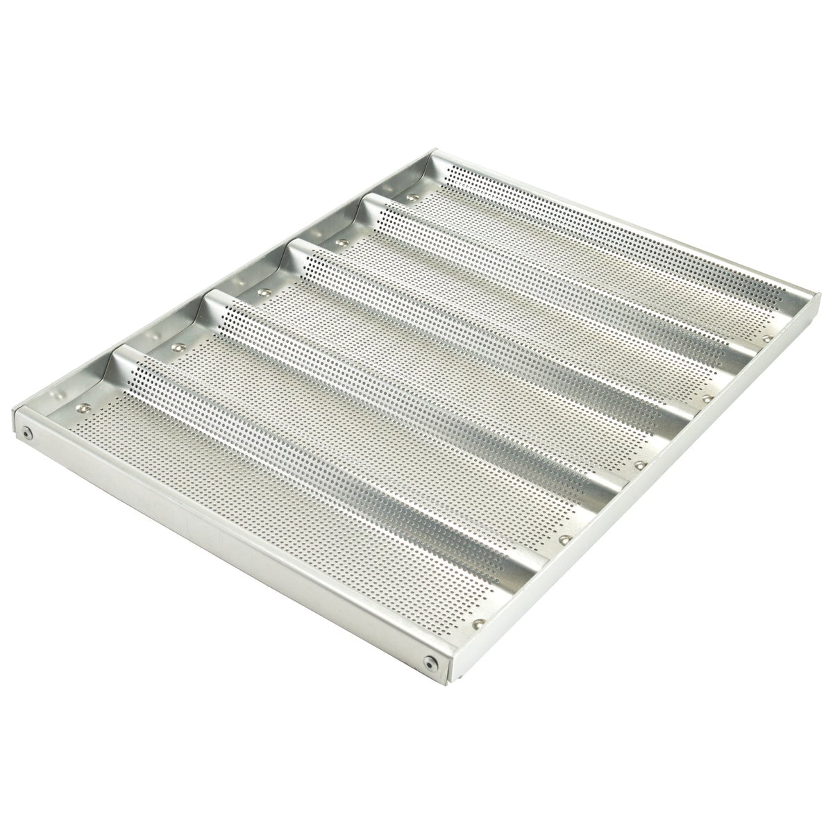 Picture of Winco ABPN-5H 6-Channel Perforated Non-Stick Baguette Pan - 5 Slots, 13 x 18 x 1 in., 16 Gauge - Silicon Glaze, Aluminum