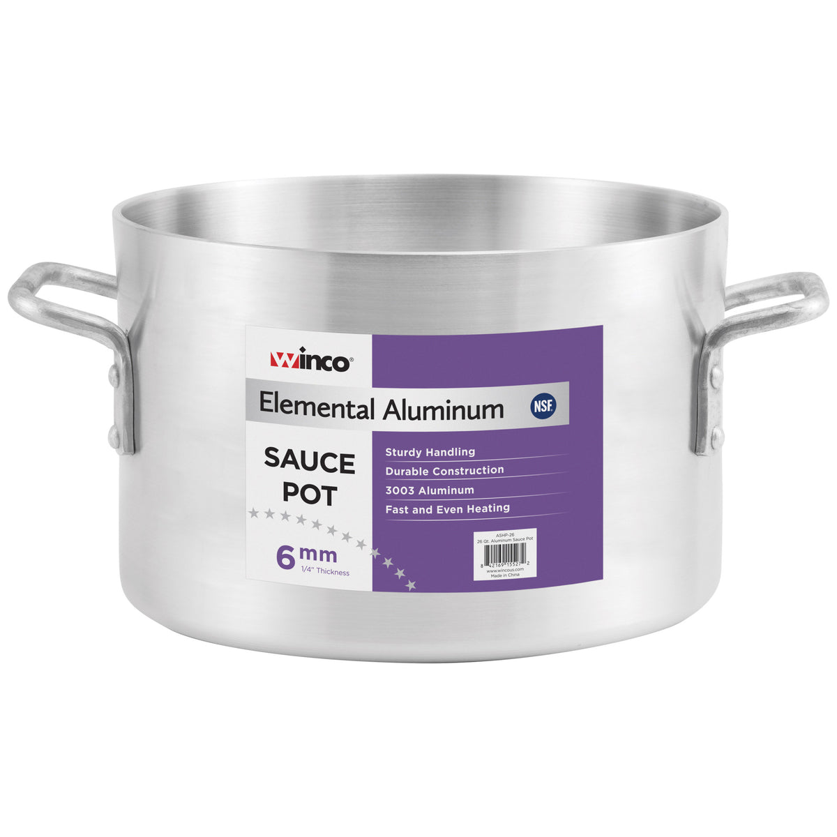 Picture of Winco ASHP-34 Elemental Aluminum Sauce Pot, 6 mm - 34 qt.
