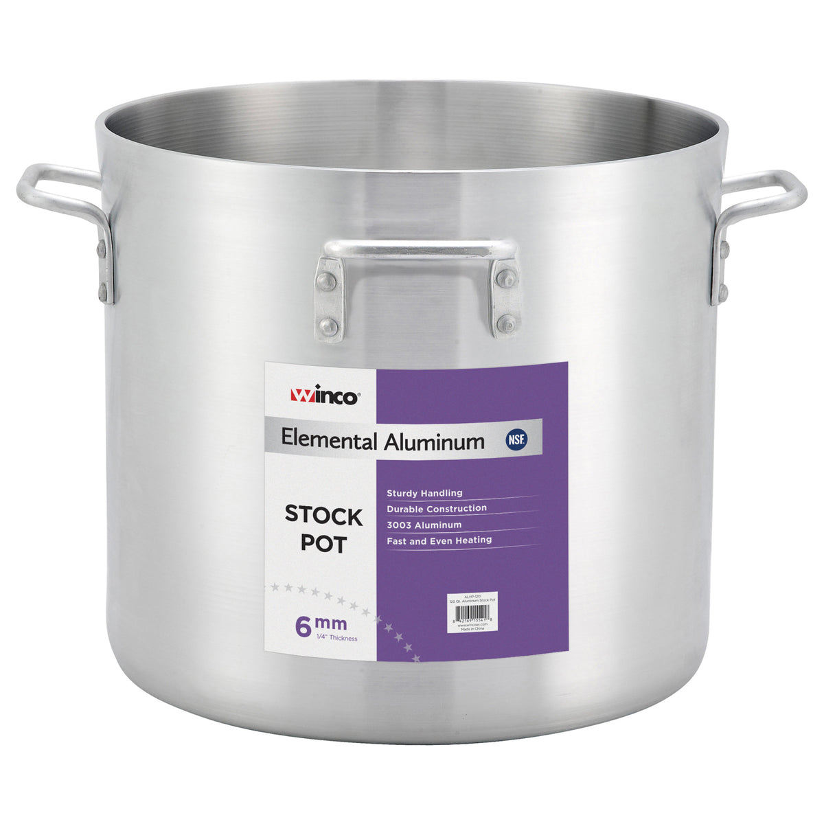 Picture of Winco ALHP-140 Elemental Aluminum Stock Pot with 4 Handles, 6 mm - 140 qt.