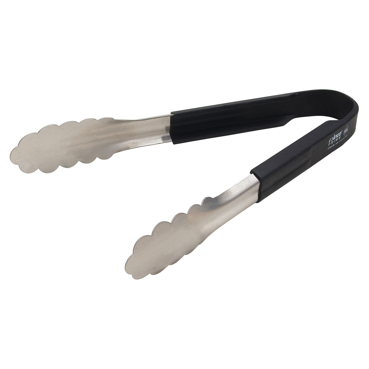 Picture of Winco UTSH-9K Prime 9.5 in. Stainless Steel Utility Tongs with Black Silicone Handle