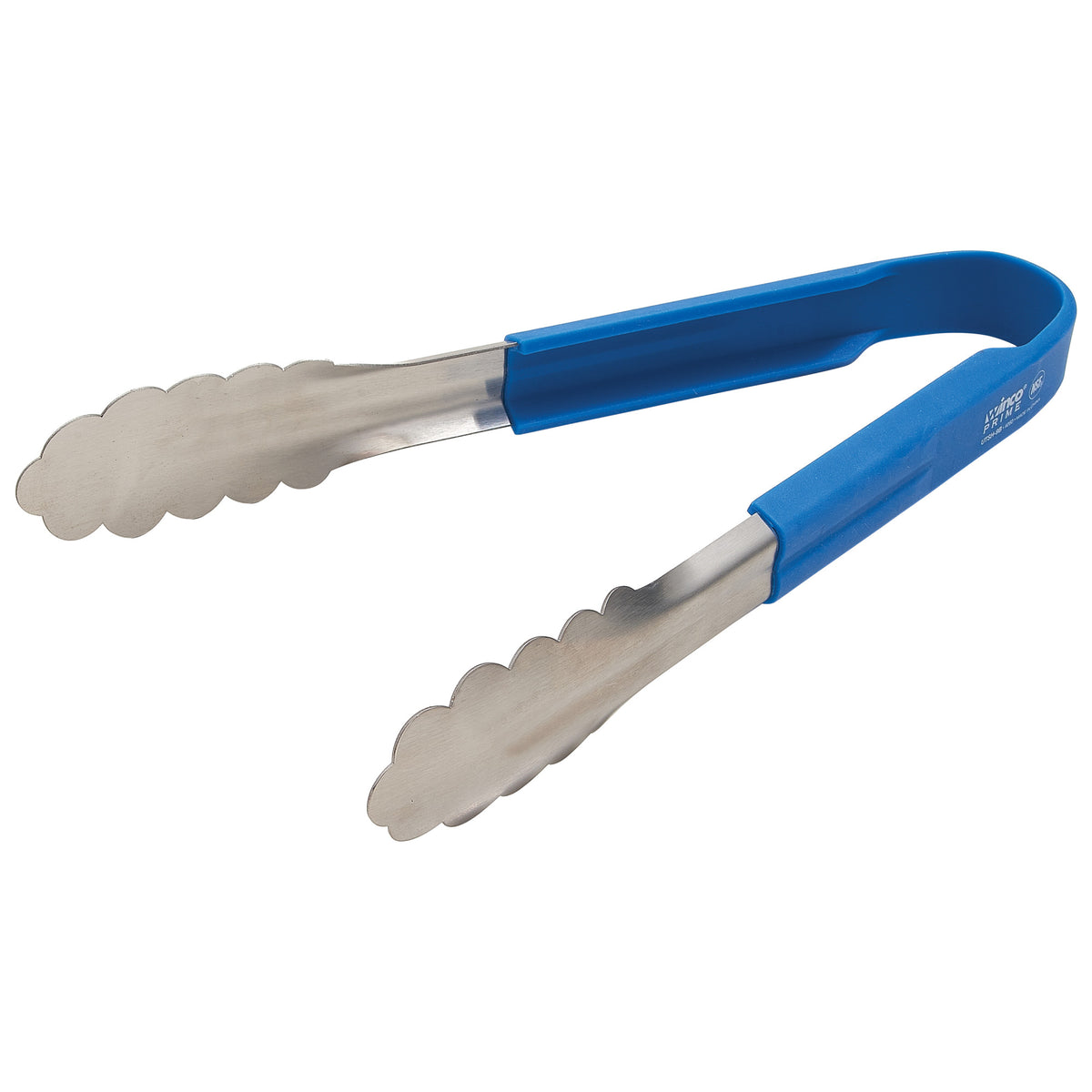 Picture of Winco UTSH-9B Prime 9.5 in. Stainless Steel Utility Tongs with Blue Silicone Handle