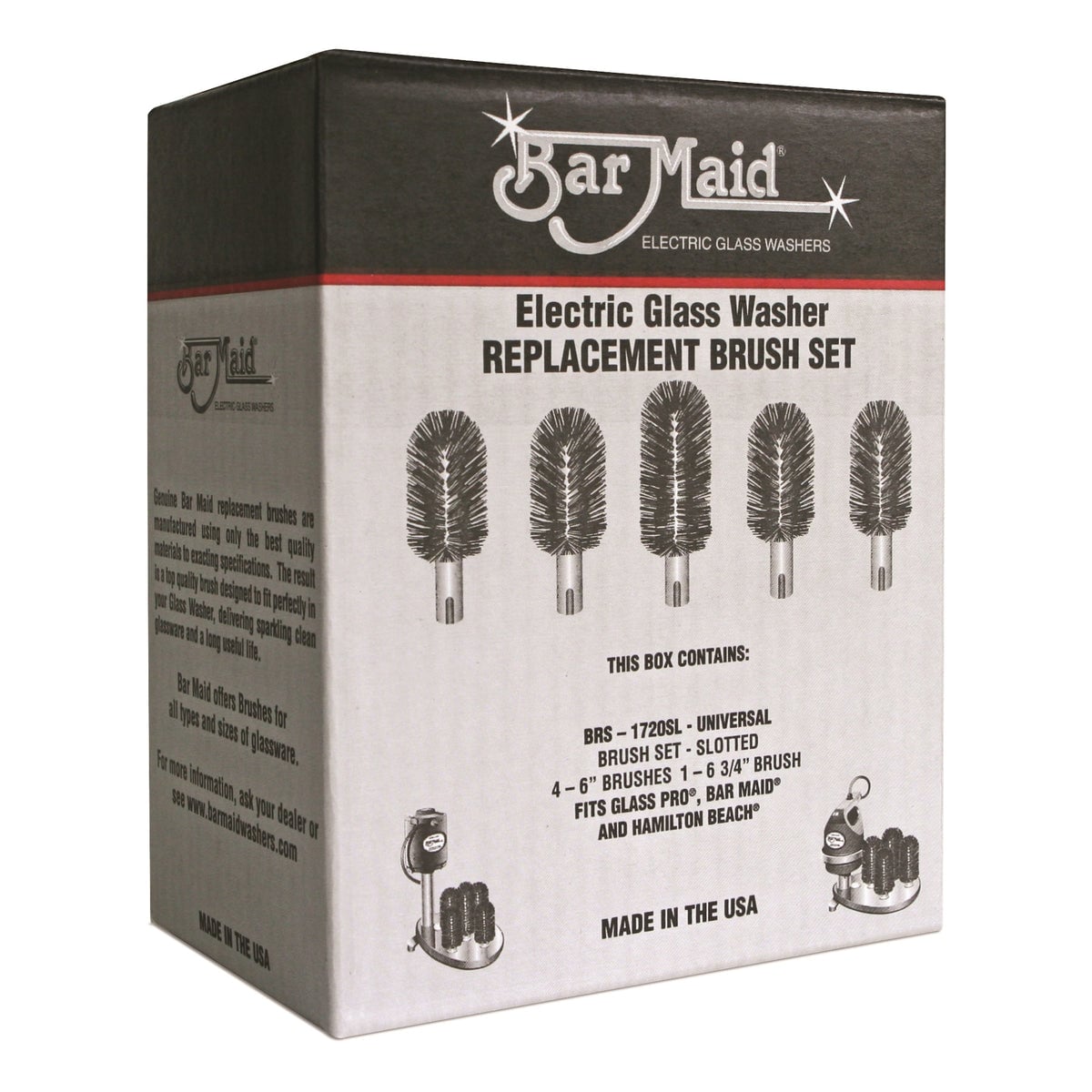 Picture of Winco BRS-1720SL Bar Maid Replacement Universal Brush Set for Glass Washer, Slotted