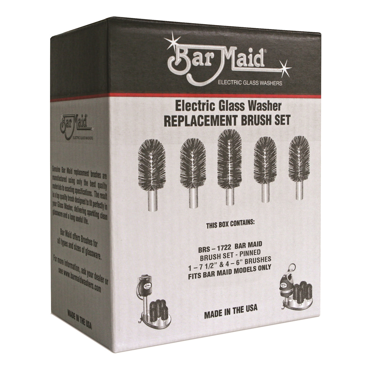 Picture of Winco BRS-1722 Bar Maid Replacement Brush Set for Glass Washer, Pinned