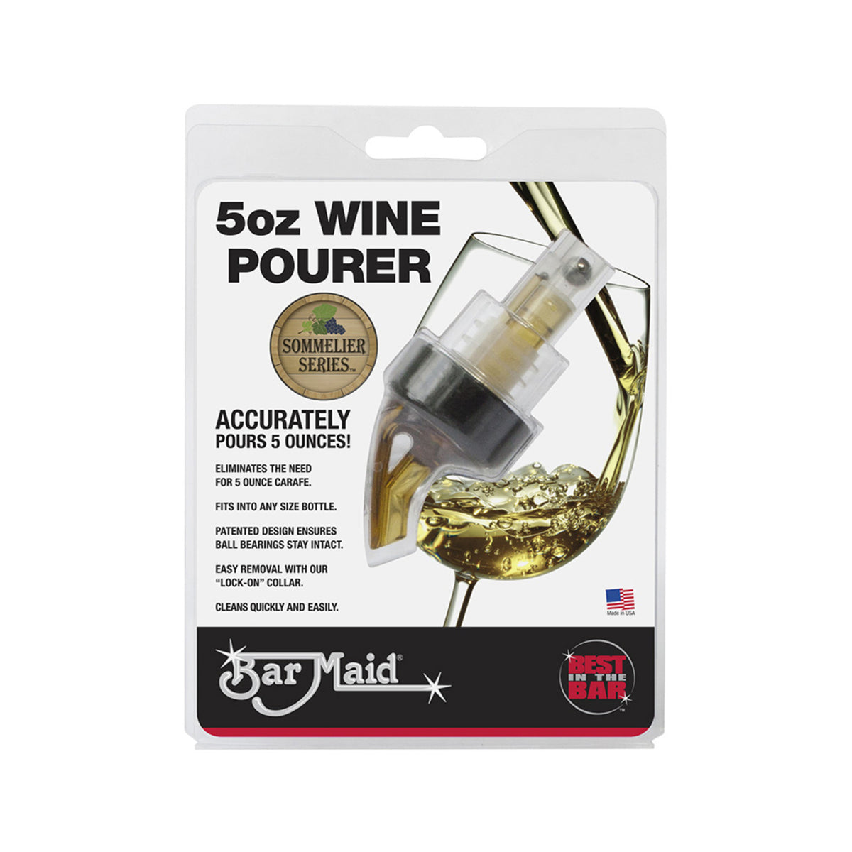 Picture of Winco BMP-500RAC Bar Maid 5 oz Wine Pourer, Amber with Black Collar