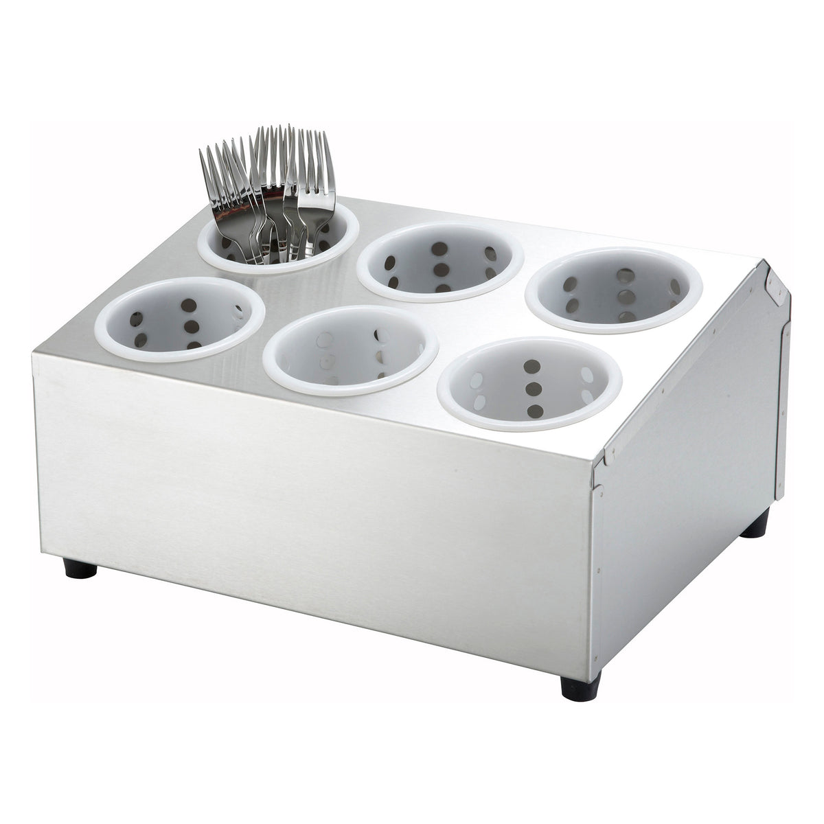 Picture of Winco FC-6H Stainless Steel Flatware Cylinder Holder, Six Holes