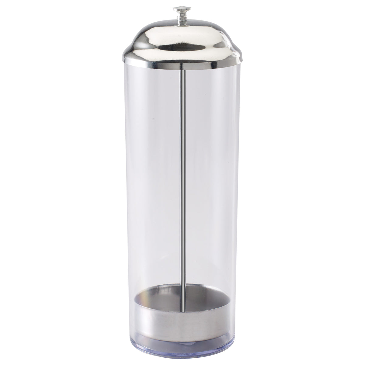 Picture of Winco SDP-3 Plastic Vertical Straw Dispenser, SAN Cylinder - Stainless Steel Top