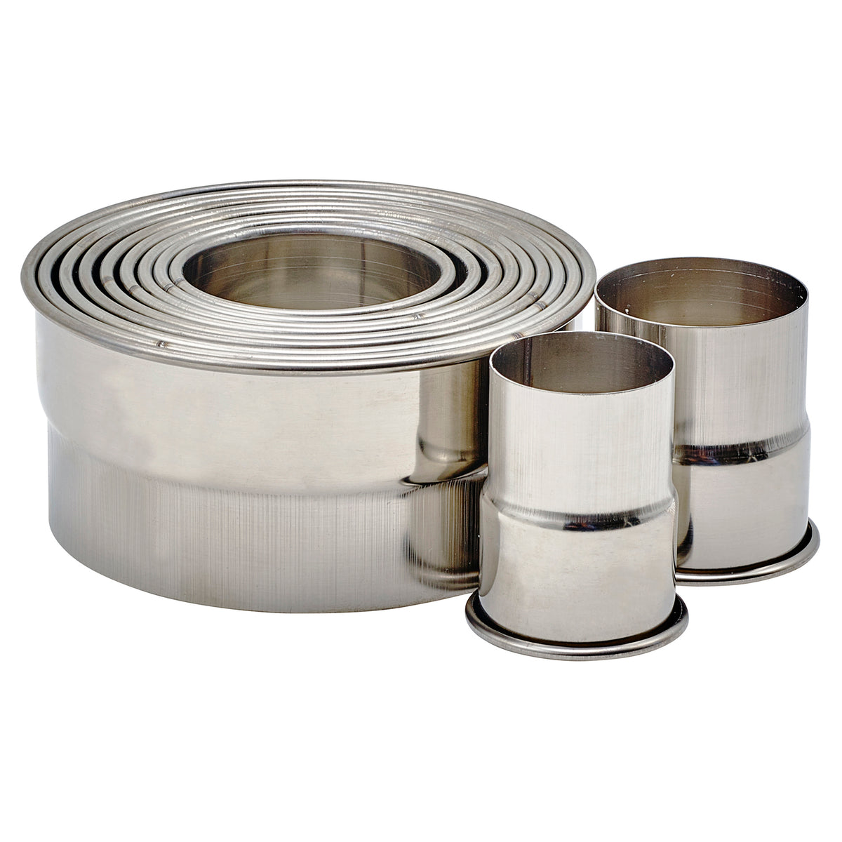 Picture of Winco CST-22 Round Cookie Cutter Set, 11 Piece, Stainless Steel - Plain, 2 in.