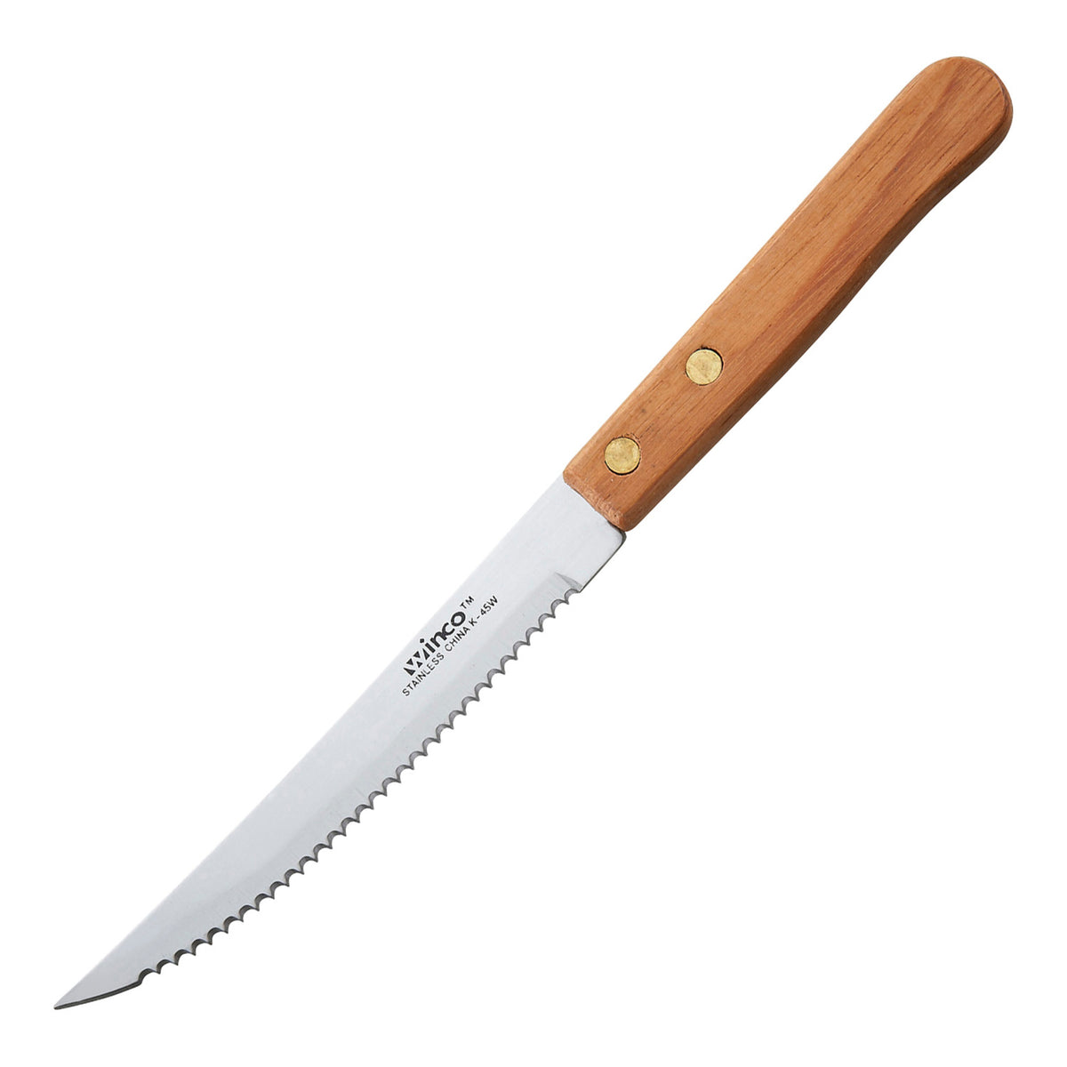 Picture of Winco K-45W Steak Knives, 4.5 in. Blade, Wooden Handle, Pointed Tip