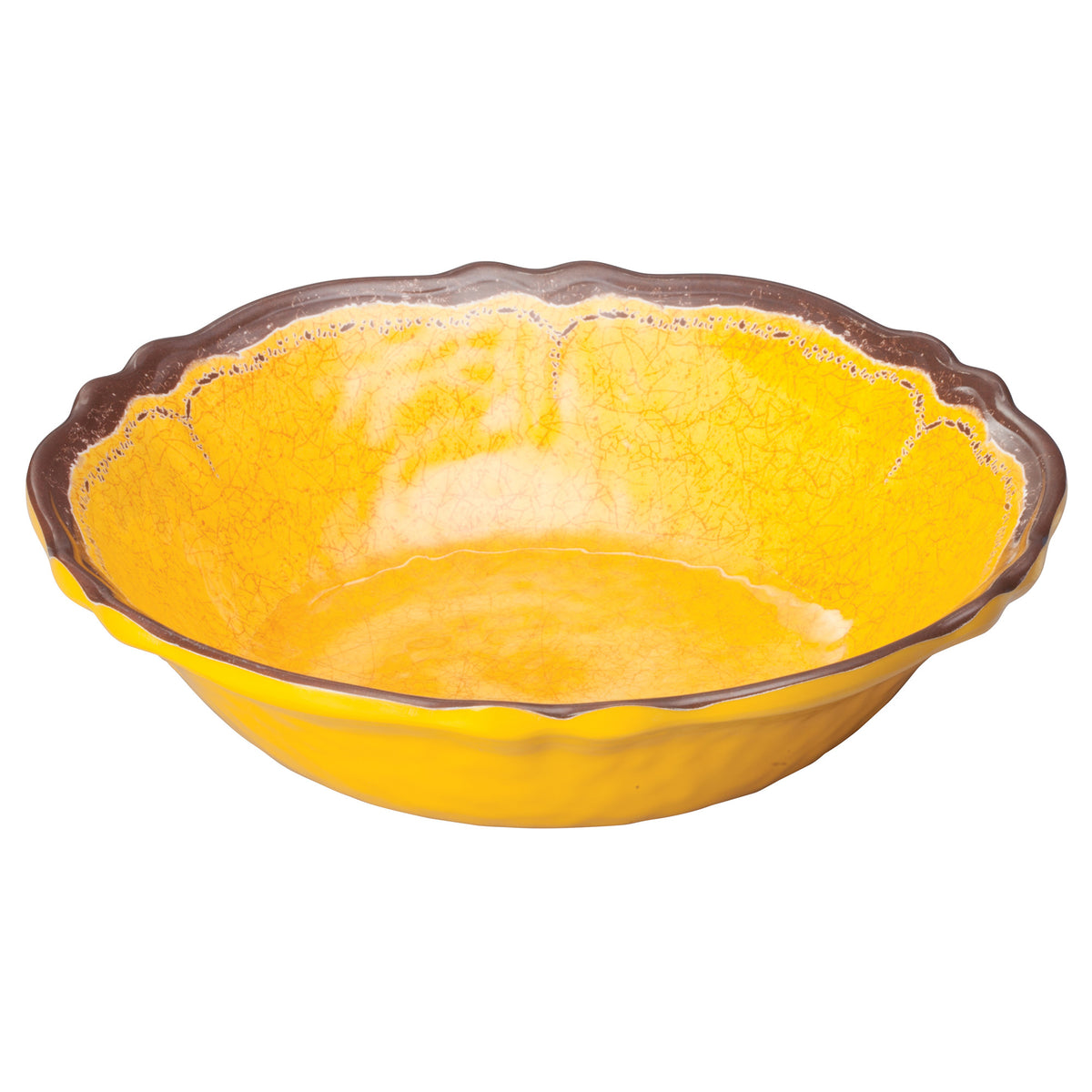 Picture of Winco WDM001-607 13.75 in. Dia. Melamine Hammered Bowl, Yellow, 12 Piece