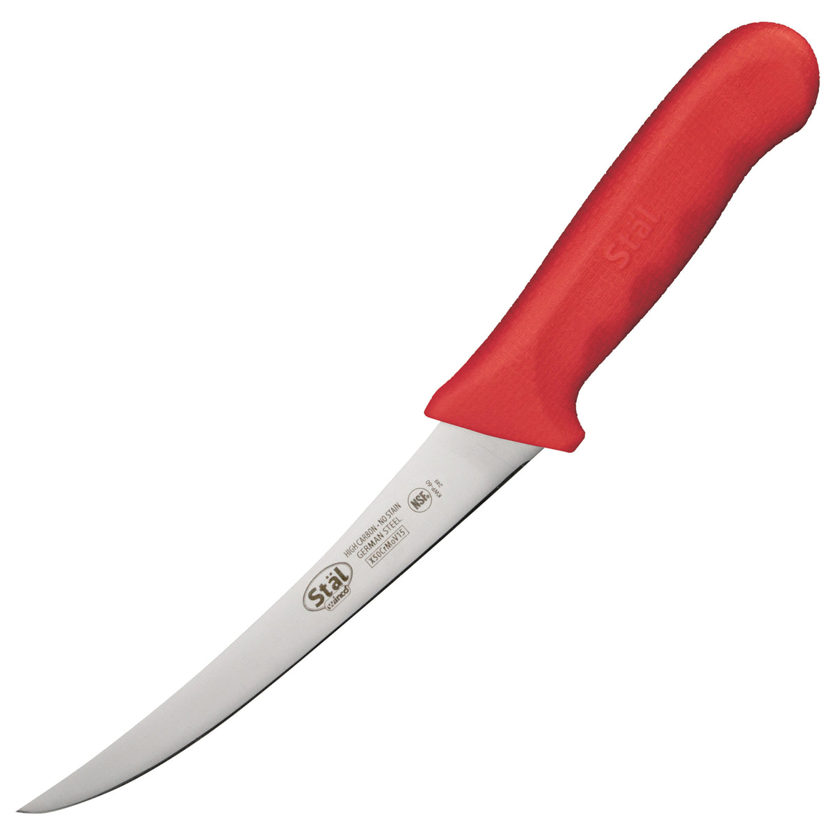 Picture of Winco KWP-60R Stal 6 in. Boning Knife, Flexible - Red Polypropylene Handle