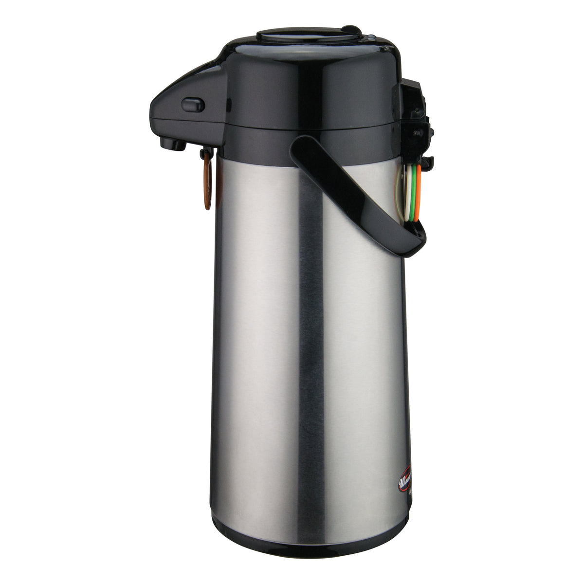 Picture of Winco AP-522 Glass Lined Airpot with Push Button Top, Stainless Steel Body - 2.2 Liter