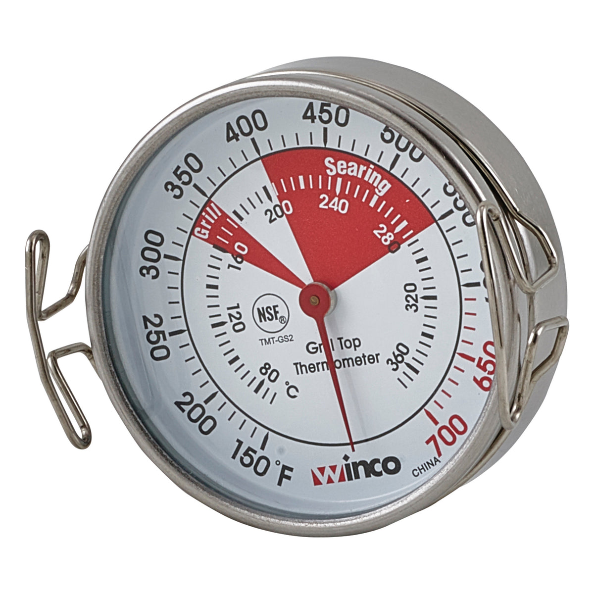 Winco TMT-GS2 Grill Surface Thermometer w/ Stainless Steel Casing, 2 1/5, S/S Case, 2"" Face
