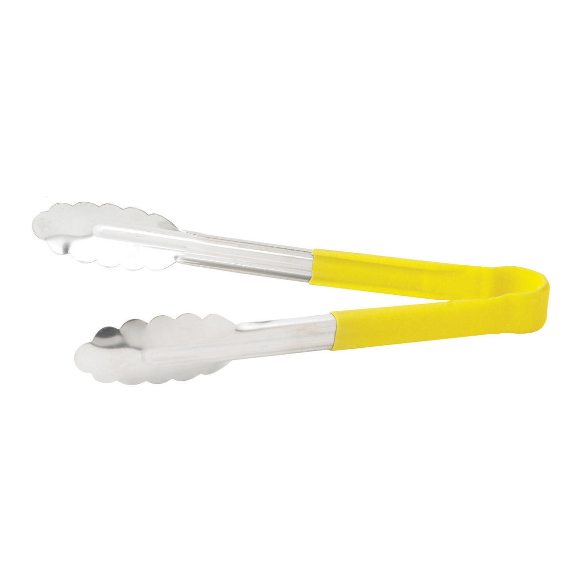 Picture of Winco UTPH-9Y Heat Resistant Heavy-Duty Utility Tongs with Polypropylene Handle - 9 in., Yellow