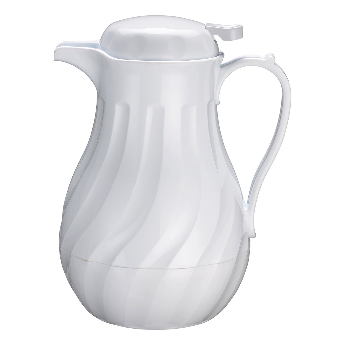 Picture of Winco VSW-20W Swirl Pattern Push Button Insulated Beverage Server - White, 20 oz