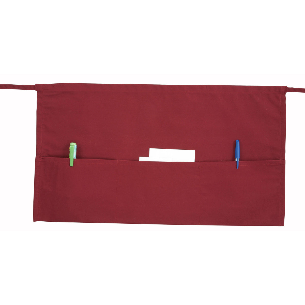 Picture of Winco WA-1221R 3-Pocket Waist Apron - Burgundy