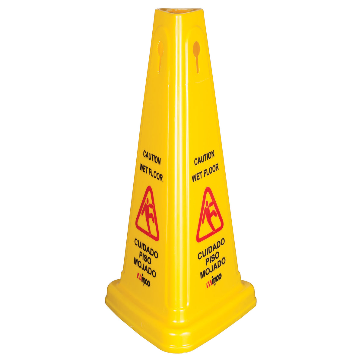 Winco WCS-27T 27 Tri-Cone Wet Floor Caution Sign, Yellow