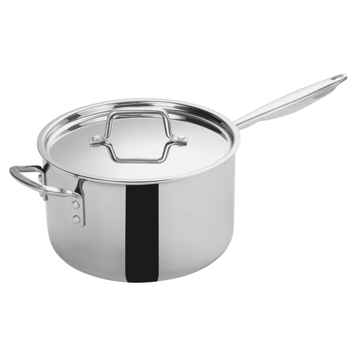 Picture of Winco TGAP-7 Tri-Gen Tri-Ply Stainless Steel Sauce Pan with Cover - 7 qt.