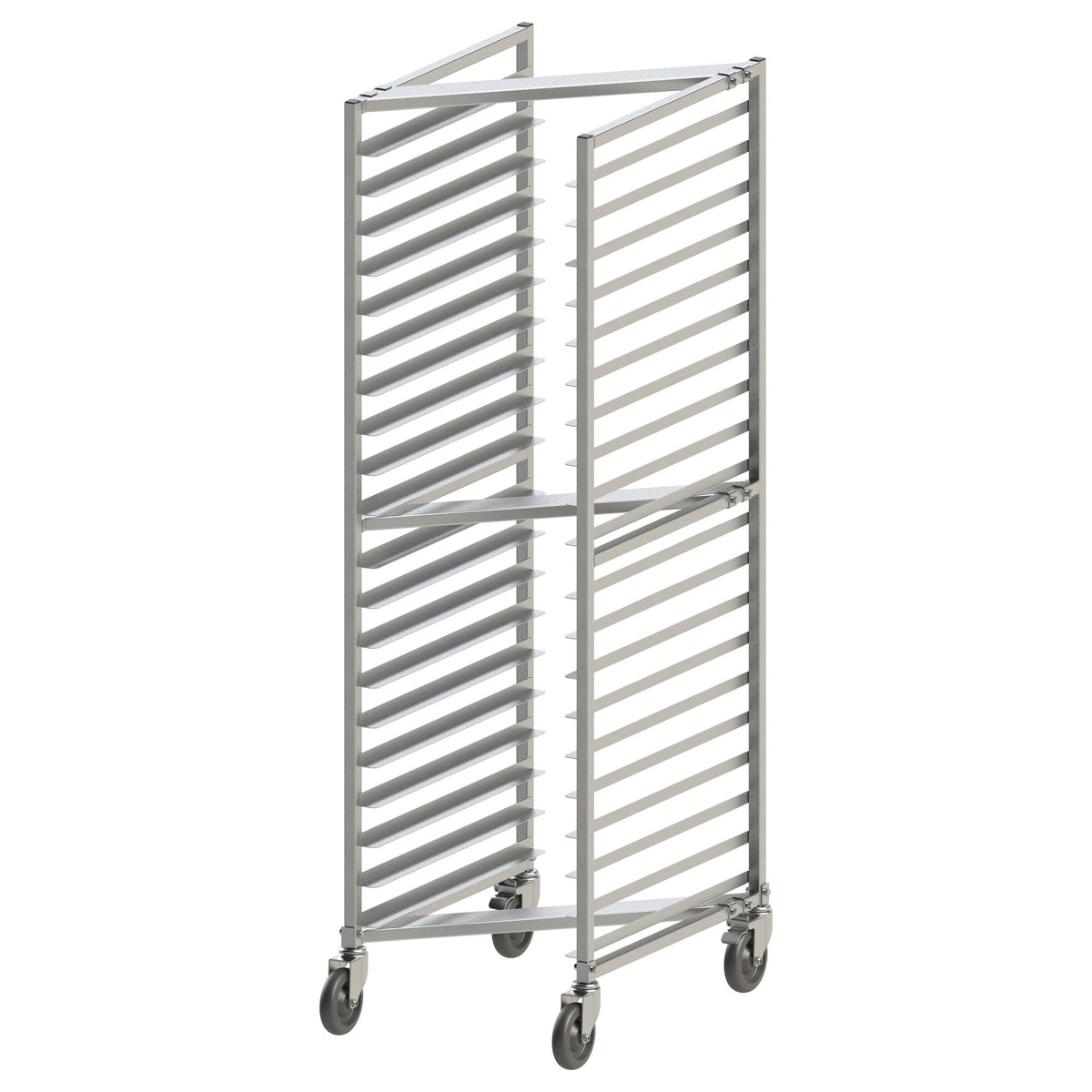 Picture of Winco ALZK-20BK 20-Tier Nesting Sheet Pan Rack with Brakes - 3 in. Spacing